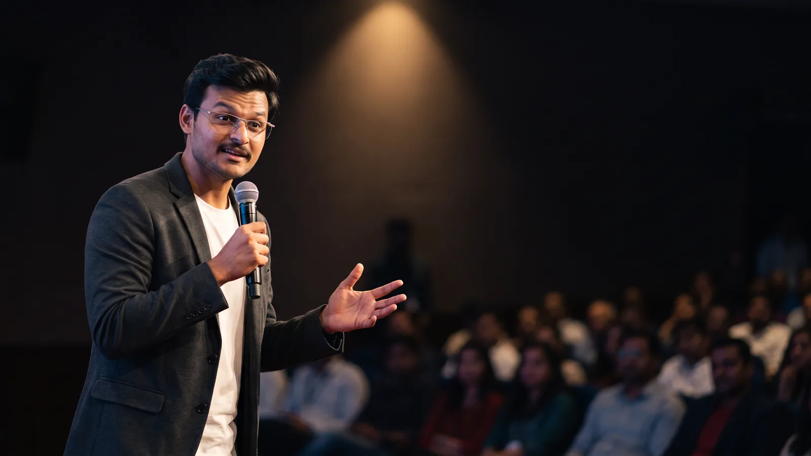 Sidhant Kisshor speaking on stage